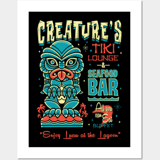 Black Lagoon Tiki Bar - Creepy Cute Creature - Hawaii Island Vacation Posters and Art